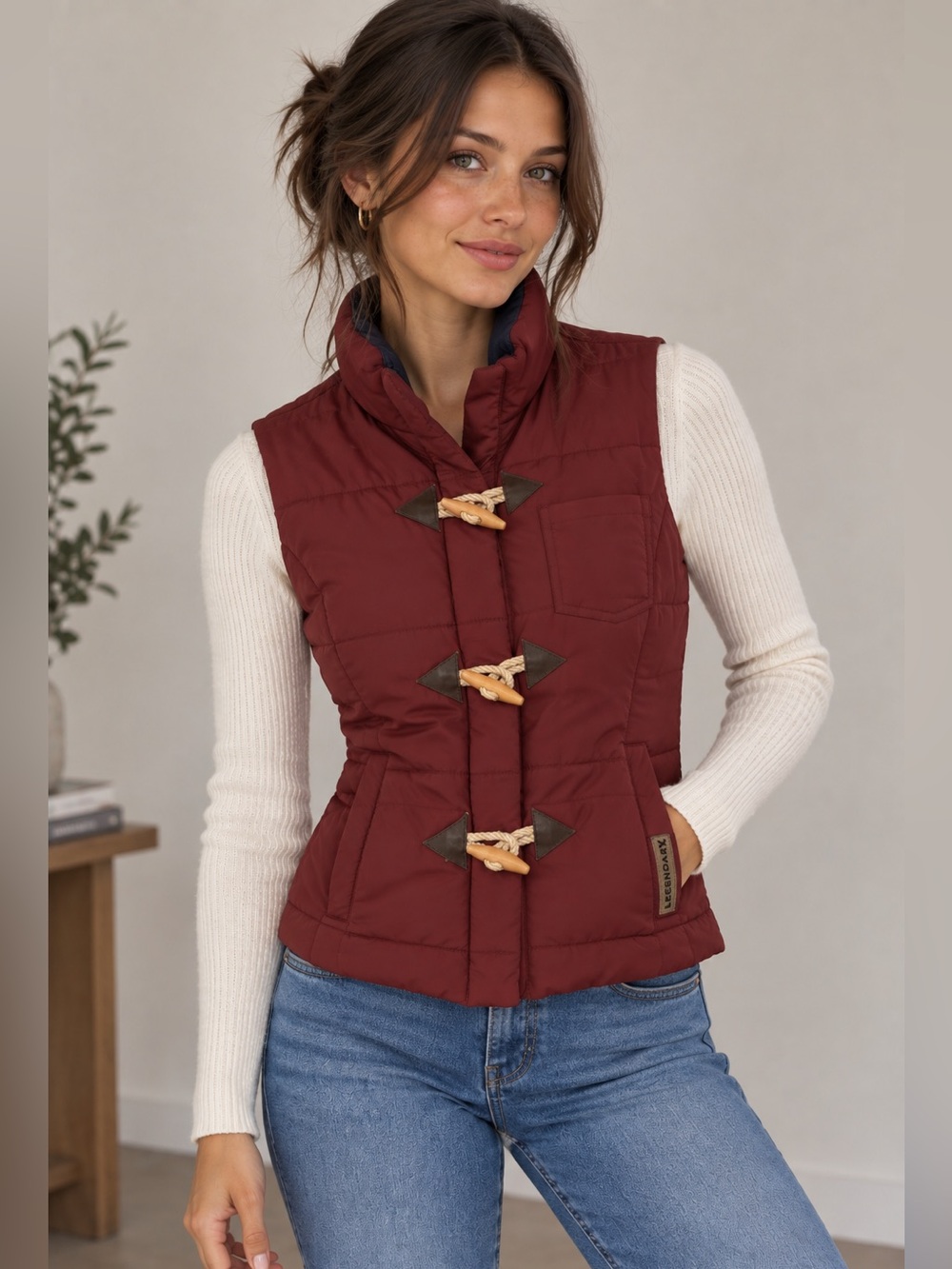Legendary Whitetails Women's Quilted Toggle Vest - Burgundy
